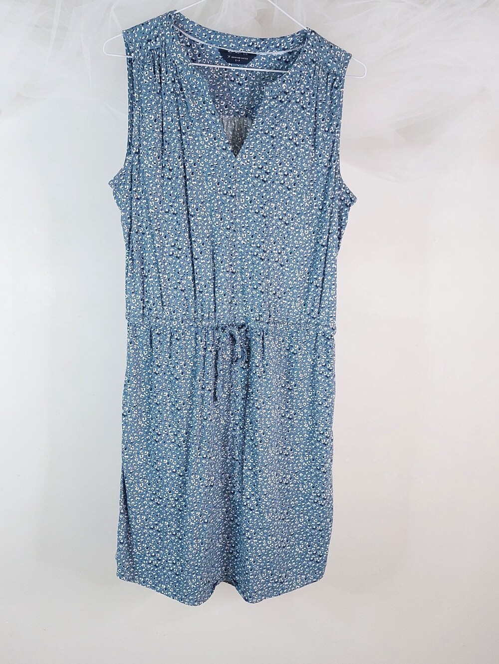 Denver Hayes Blue White Floral Sleeveless Drawstring Tunic Dress Size S - Picture 4 of 11